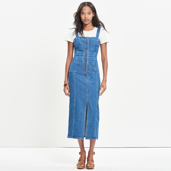 madewell denim covered button dress